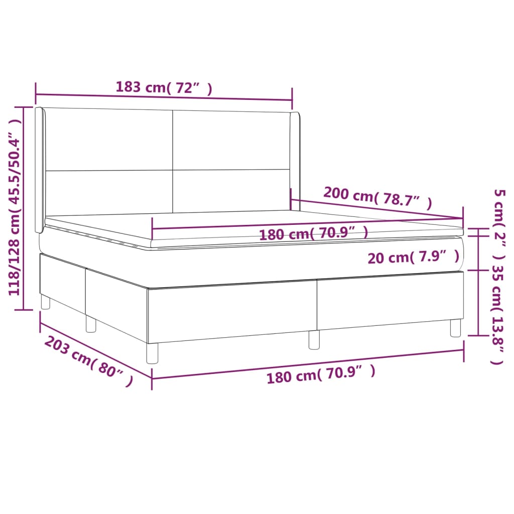 Boxspring met matras en LED kunstleer grijs 180x200 cm Bedden & bedframes | Creëer jouw Trendy Thuis | Gratis bezorgd & Retour | Trendy.nl