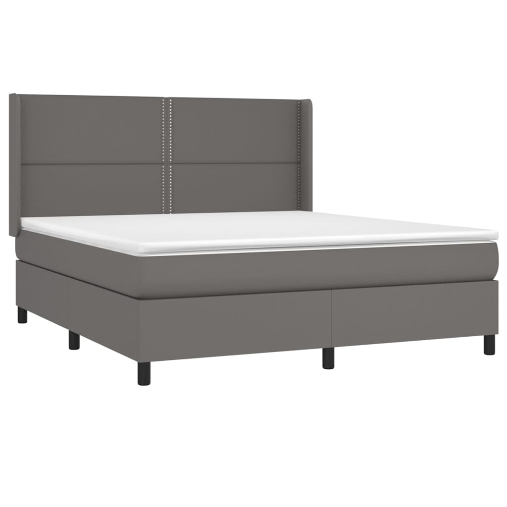 Boxspring met matras en LED kunstleer grijs 180x200 cm Bedden & bedframes | Creëer jouw Trendy Thuis | Gratis bezorgd & Retour | Trendy.nl