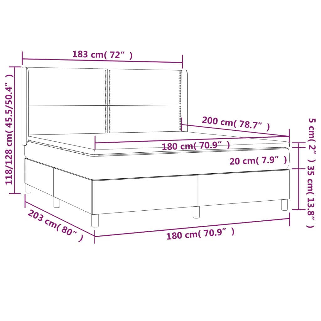 Boxspring met matras en LED kunstleer grijs 180x200 cm Bedden & bedframes | Creëer jouw Trendy Thuis | Gratis bezorgd & Retour | Trendy.nl