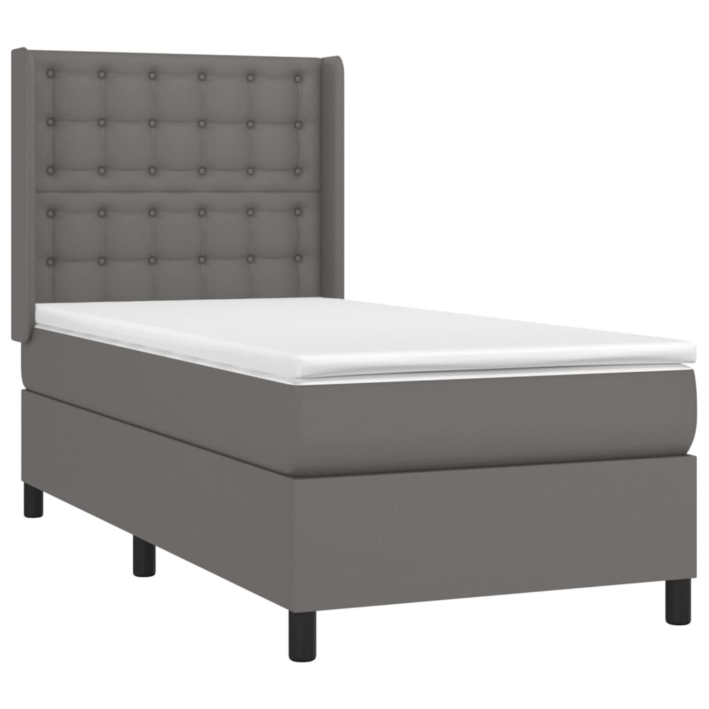 Boxspring met matras en LED kunstleer grijs 90x190 cm Bedden & bedframes | Creëer jouw Trendy Thuis | Gratis bezorgd & Retour | Trendy.nl