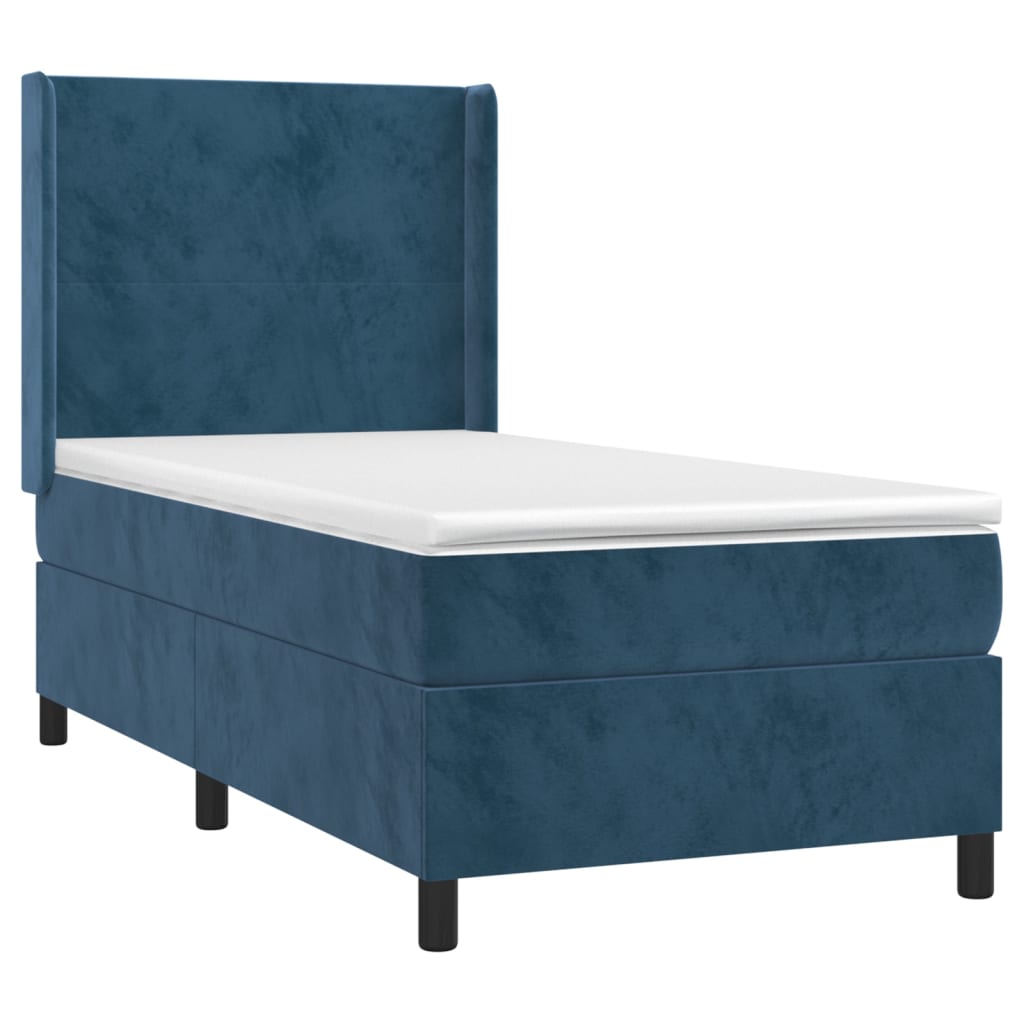 Boxspring met matras en LED fluweel donkerblauw 90x190 cm Bedden & bedframes | Creëer jouw Trendy Thuis | Gratis bezorgd & Retour | Trendy.nl