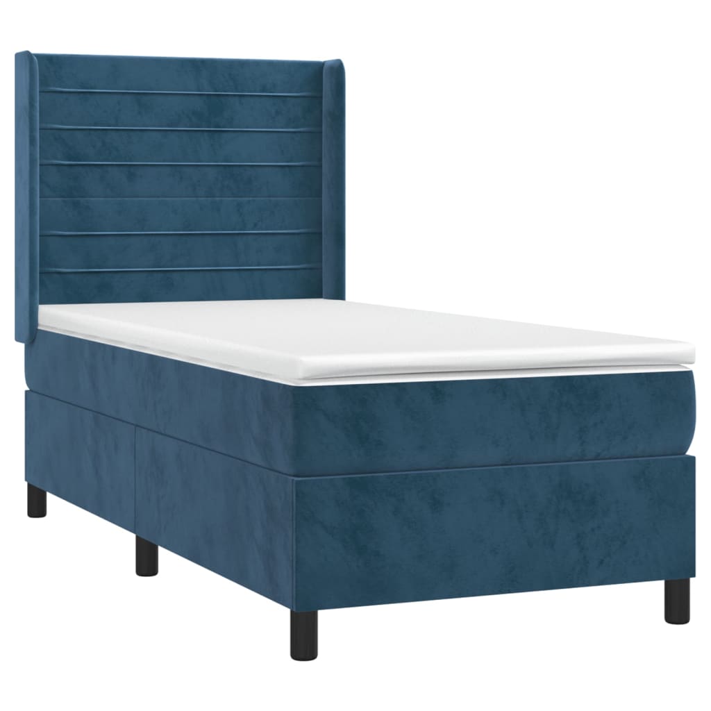 Boxspring met matras en LED fluweel donkerblauw 90x190 cm Bedden & bedframes | Creëer jouw Trendy Thuis | Gratis bezorgd & Retour | Trendy.nl