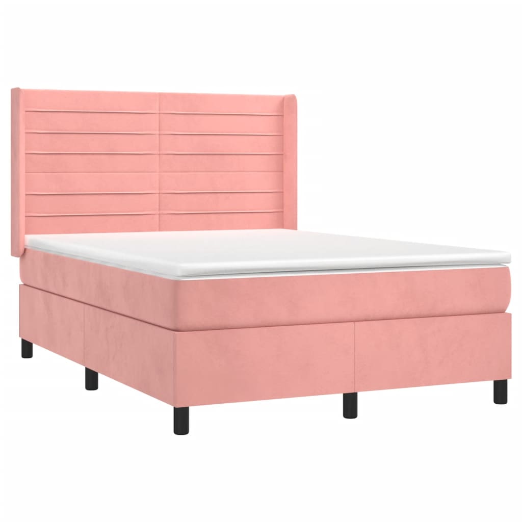 Boxspring met matras en LED fluweel roze 140x190 cm Bedden & bedframes | Creëer jouw Trendy Thuis | Gratis bezorgd & Retour | Trendy.nl