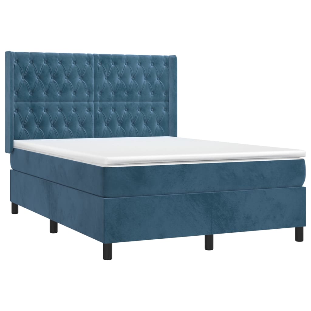 Boxspring met matras en LED fluweel donkerblauw 140x190 cm Bedden & bedframes | Creëer jouw Trendy Thuis | Gratis bezorgd & Retour | Trendy.nl