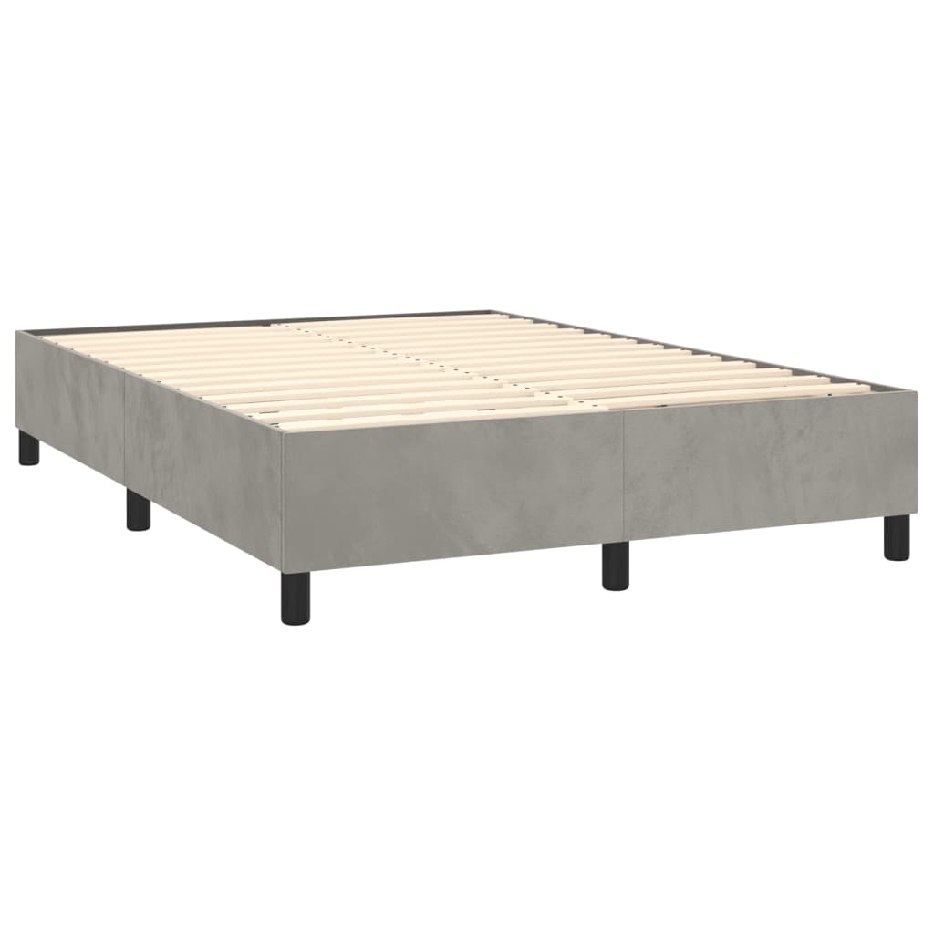 Boxspring met matras en LED fluweel lichtgrijs 140x190 cm Bedden & bedframes | Creëer jouw Trendy Thuis | Gratis bezorgd & Retour | Trendy.nl