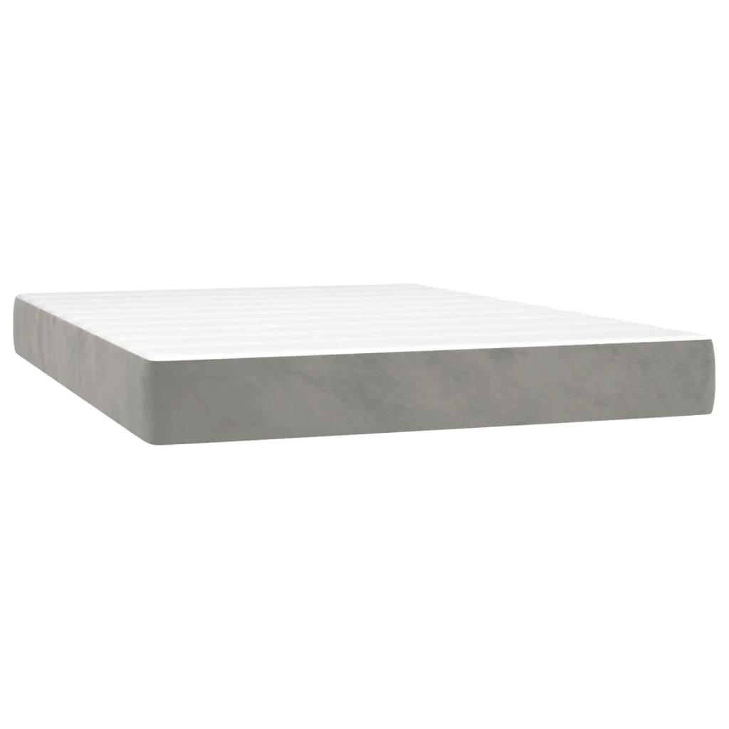 Boxspring met matras en LED fluweel lichtgrijs 140x190 cm Bedden & bedframes | Creëer jouw Trendy Thuis | Gratis bezorgd & Retour | Trendy.nl