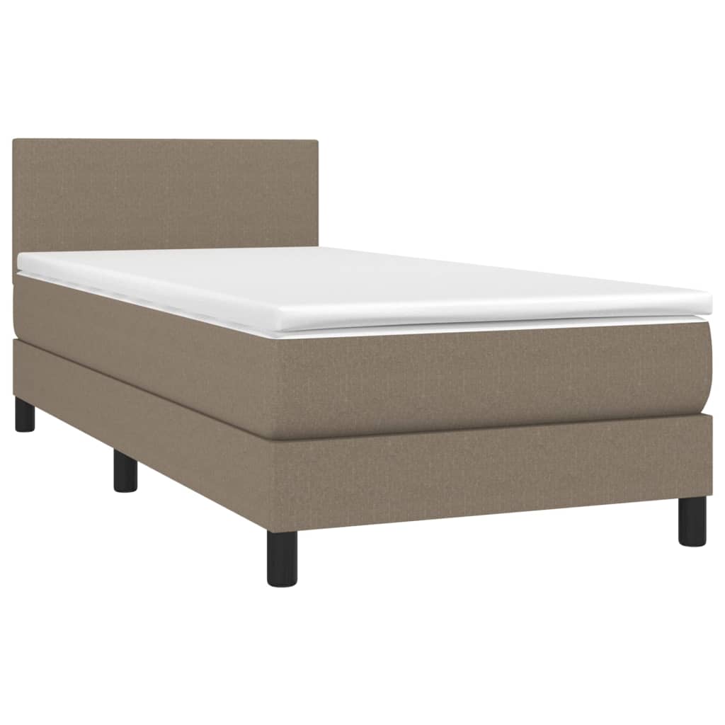 Boxspring met matras en LED stof taupe 90x190 cm Bedden & bedframes | Creëer jouw Trendy Thuis | Gratis bezorgd & Retour | Trendy.nl