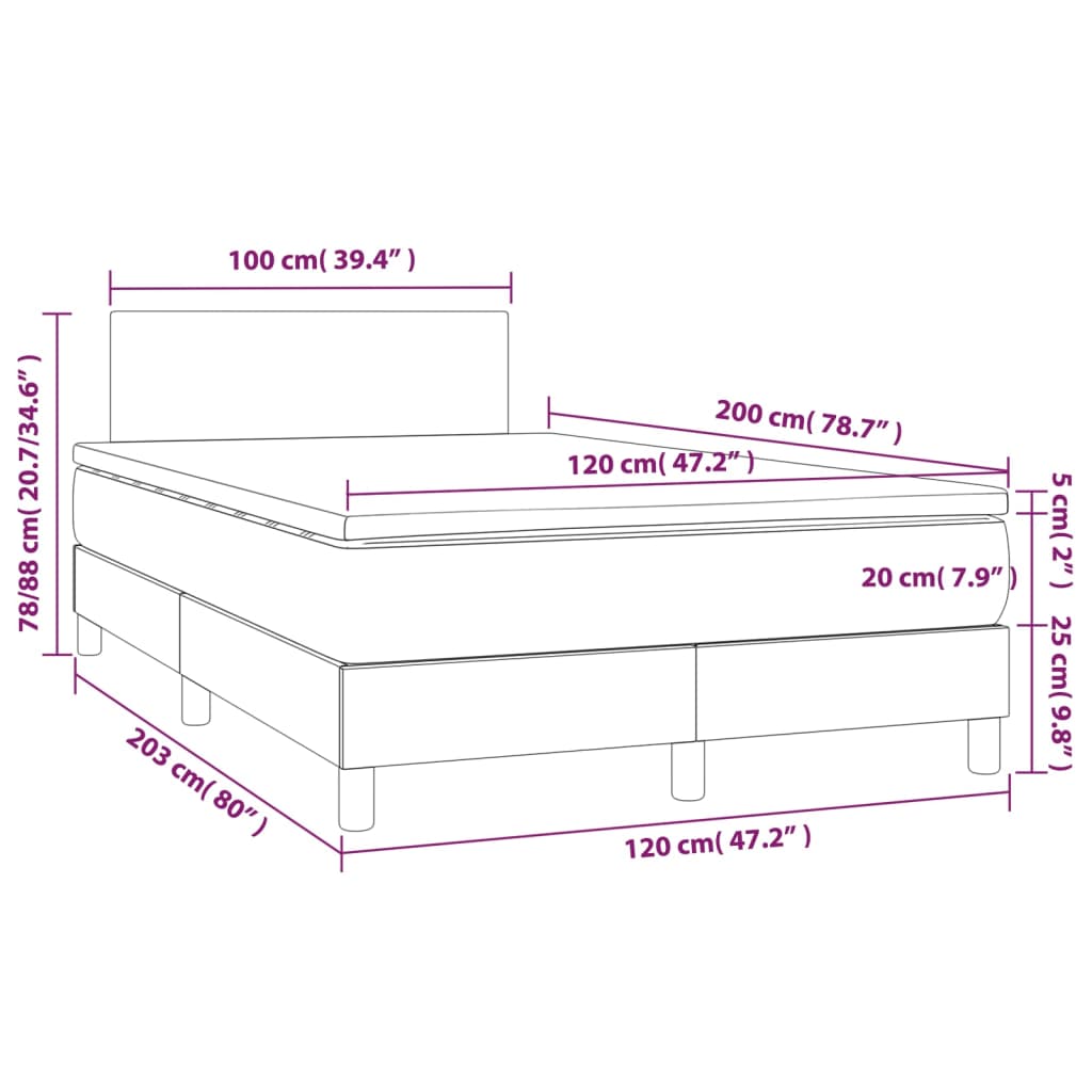 Boxspring met matras en LED stof blauw 120x200 cm