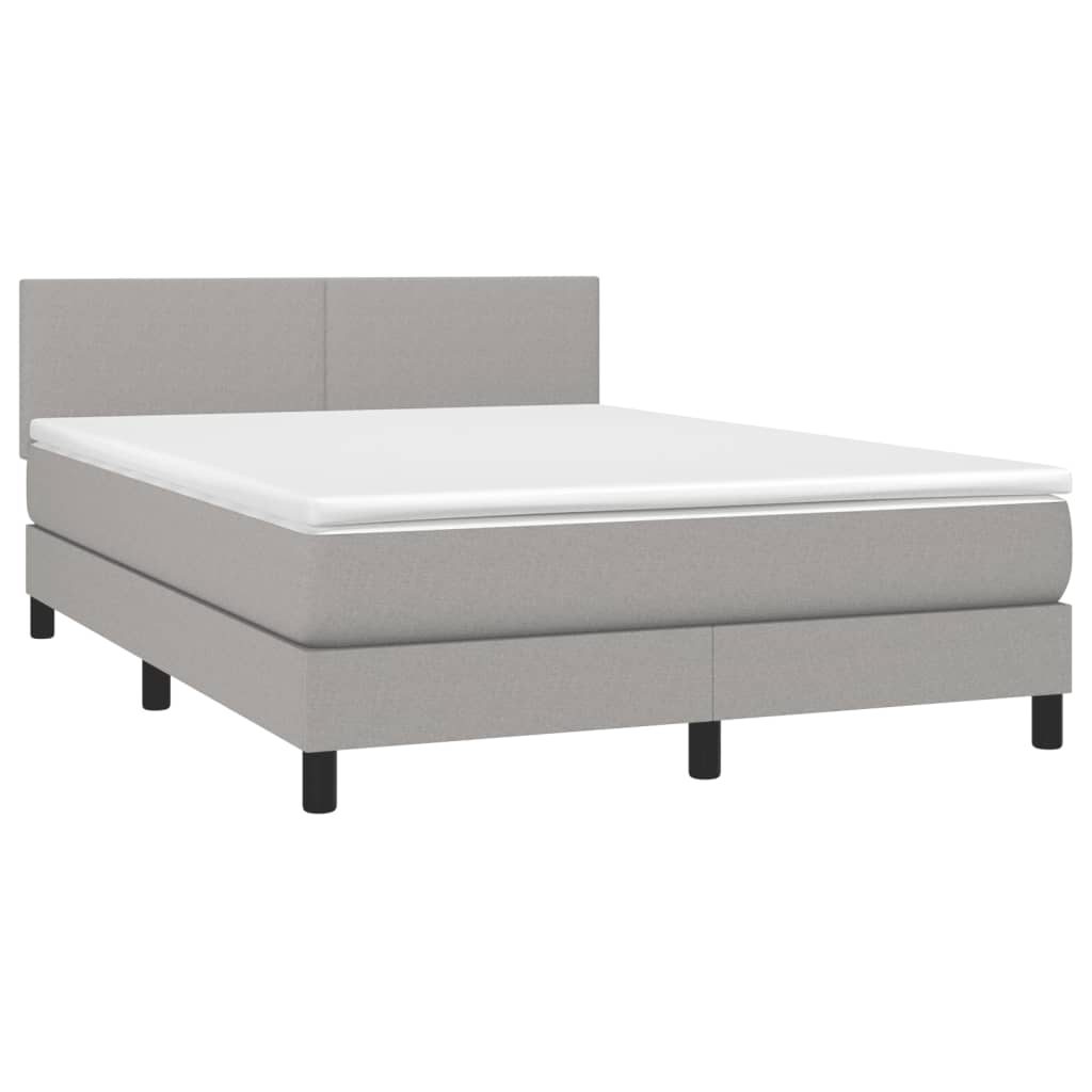 Boxspring met matras en LED stof lichtgrijs 140x190 cm Bedden & bedframes | Creëer jouw Trendy Thuis | Gratis bezorgd & Retour | Trendy.nl