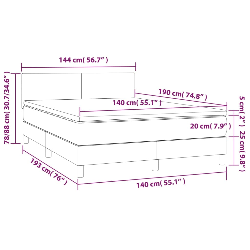 Boxspring met matras en LED stof lichtgrijs 140x190 cm Bedden & bedframes | Creëer jouw Trendy Thuis | Gratis bezorgd & Retour | Trendy.nl