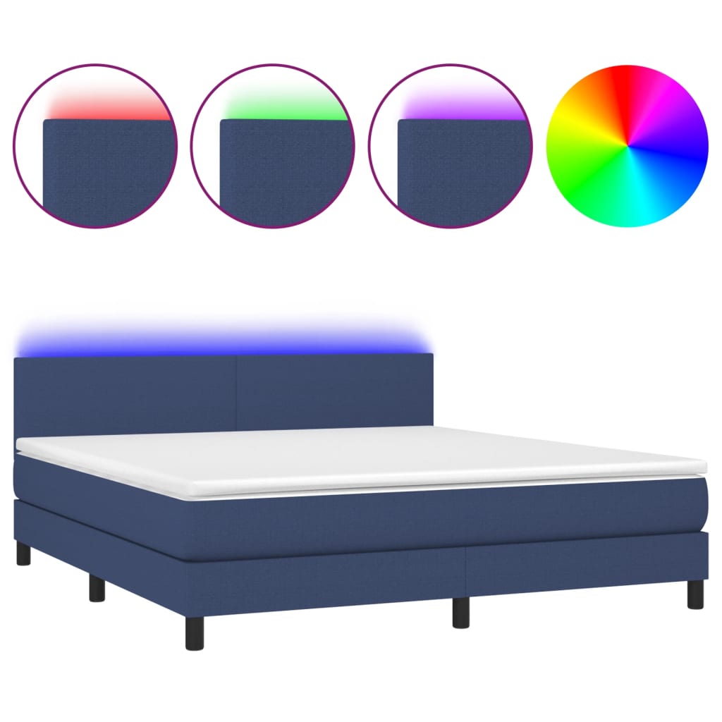 Boxspring met matras en LED stof blauw 160x200 cm Bedden & bedframes | Creëer jouw Trendy Thuis | Gratis bezorgd & Retour | Trendy.nl