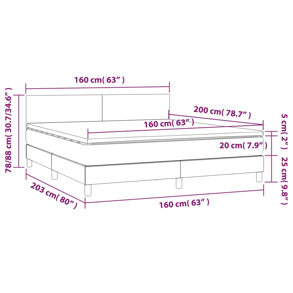 Boxspring met matras en LED stof blauw 160x200 cm Bedden & bedframes | Creëer jouw Trendy Thuis | Gratis bezorgd & Retour | Trendy.nl