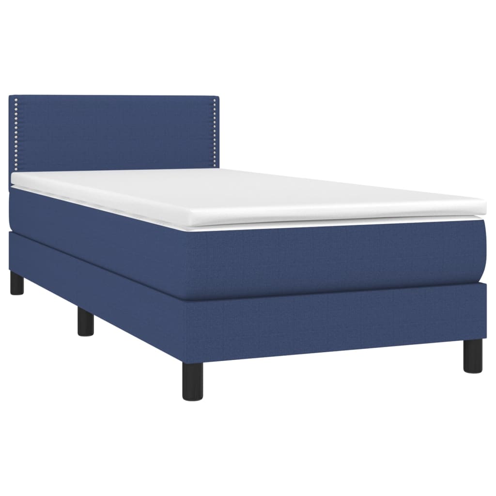 Boxspring met matras en LED stof blauw 90x190 cm