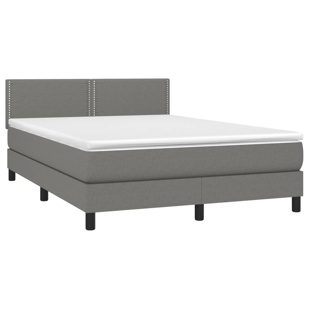 Boxspring met matras en LED stof donkergrijs 140x190 cm Bedden & bedframes | Creëer jouw Trendy Thuis | Gratis bezorgd & Retour | Trendy.nl