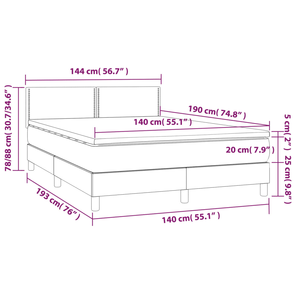 Boxspring met matras en LED stof zwart 140x190 cm Bedden & bedframes | Creëer jouw Trendy Thuis | Gratis bezorgd & Retour | Trendy.nl