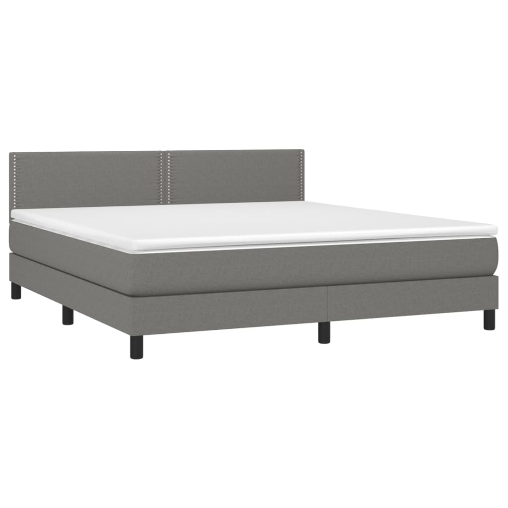 Boxspring met matras en LED stof donkergrijs 160x200 cm Bedden & bedframes | Creëer jouw Trendy Thuis | Gratis bezorgd & Retour | Trendy.nl