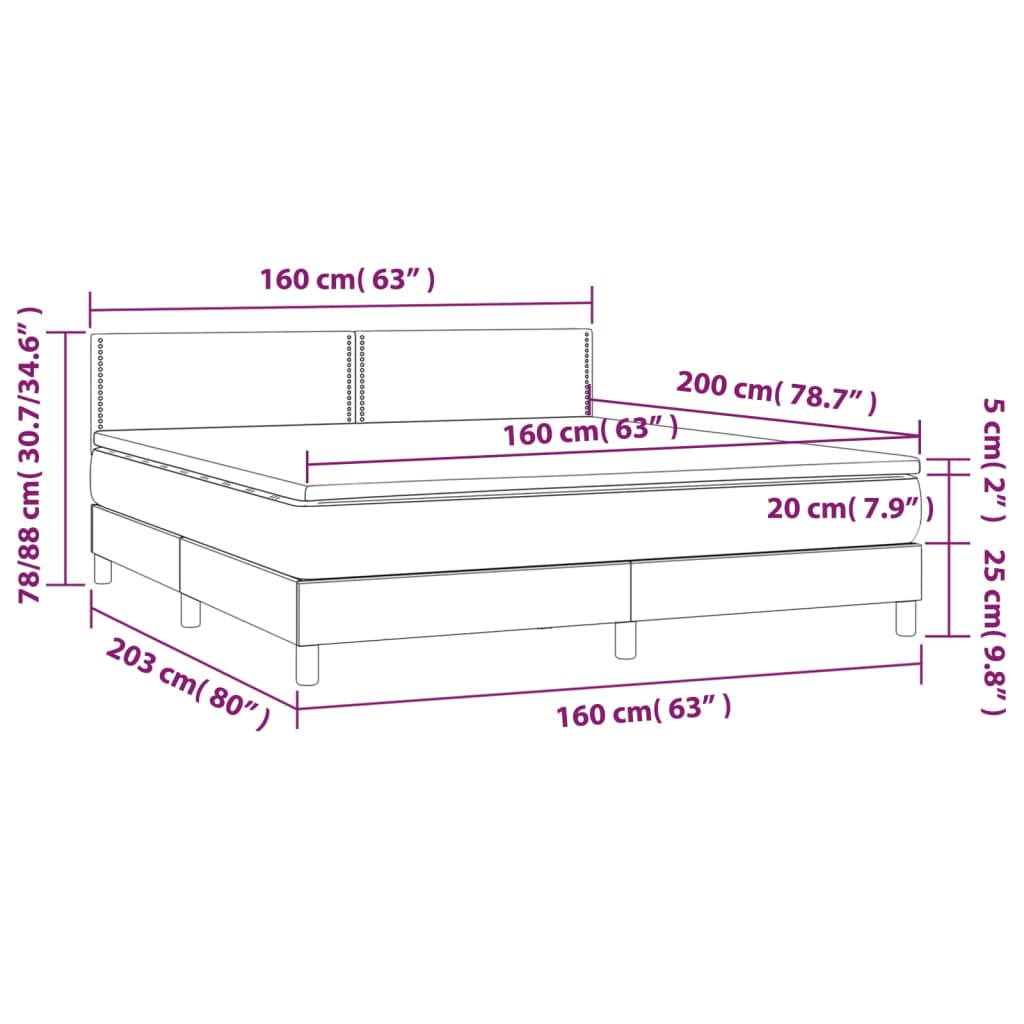 Boxspring met matras en LED stof donkergrijs 160x200 cm Bedden & bedframes | Creëer jouw Trendy Thuis | Gratis bezorgd & Retour | Trendy.nl