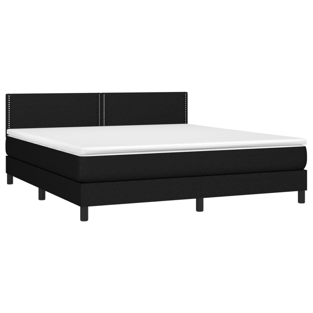 Boxspring met matras en LED stof zwart 160x200 cm Bedden & bedframes | Creëer jouw Trendy Thuis | Gratis bezorgd & Retour | Trendy.nl