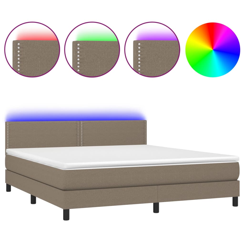 Boxspring met matras en LED stof taupe 160x200 cm Bedden & bedframes | Creëer jouw Trendy Thuis | Gratis bezorgd & Retour | Trendy.nl