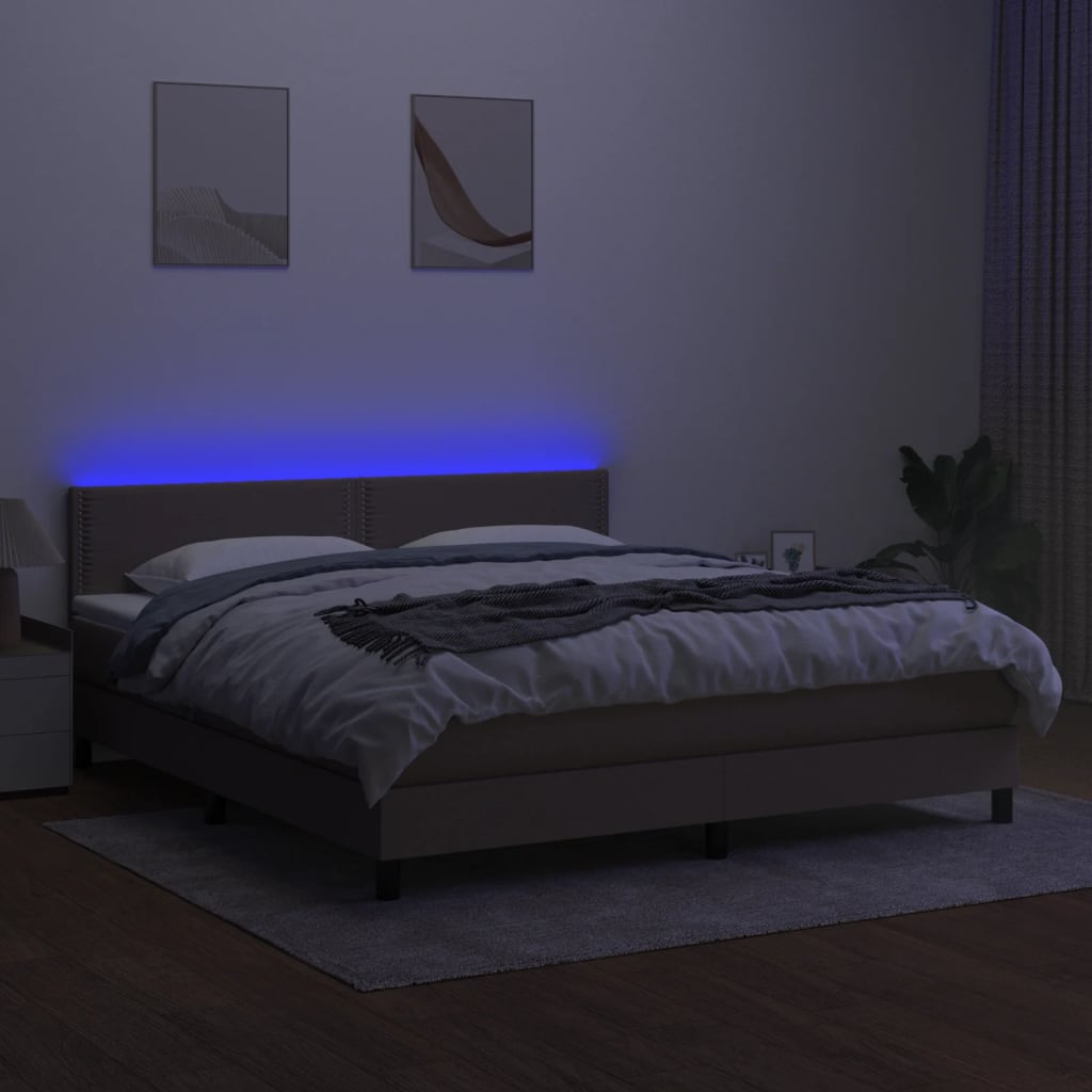 Boxspring met matras en LED stof taupe 160x200 cm Bedden & bedframes | Creëer jouw Trendy Thuis | Gratis bezorgd & Retour | Trendy.nl