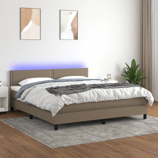 Boxspring met matras en LED stof taupe 160x200 cm Bedden & bedframes | Creëer jouw Trendy Thuis | Gratis bezorgd & Retour | Trendy.nl