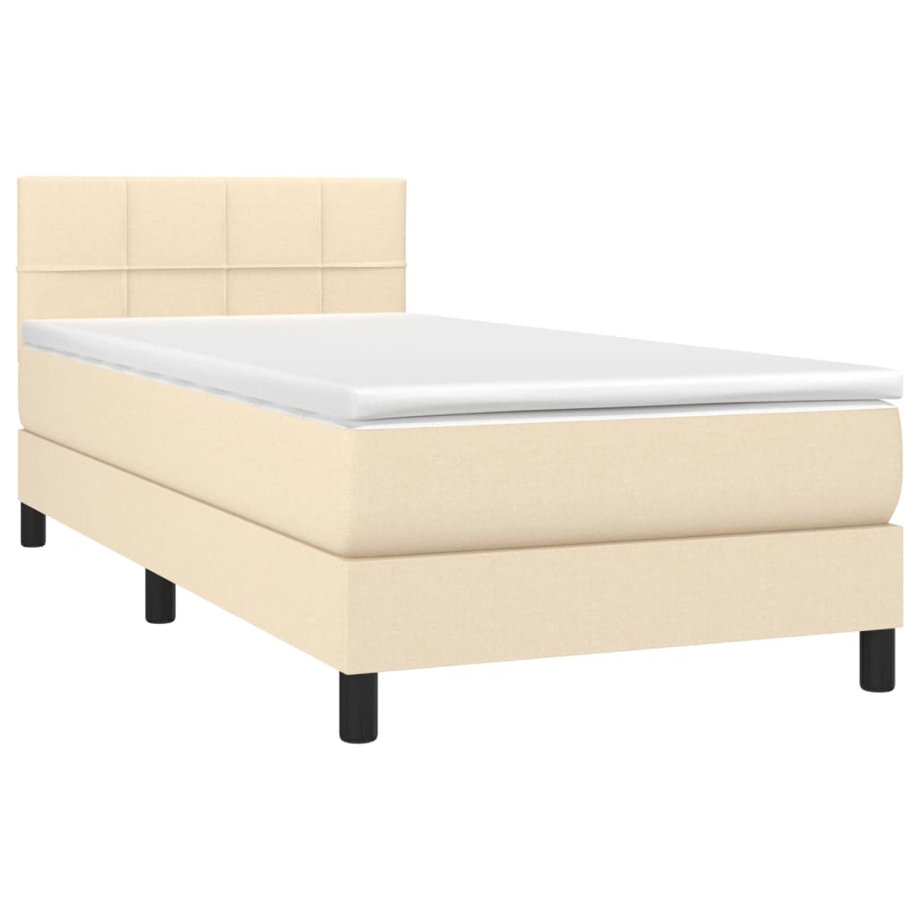 Boxspring met matras en LED stof crèmekleurig 90x190 cm