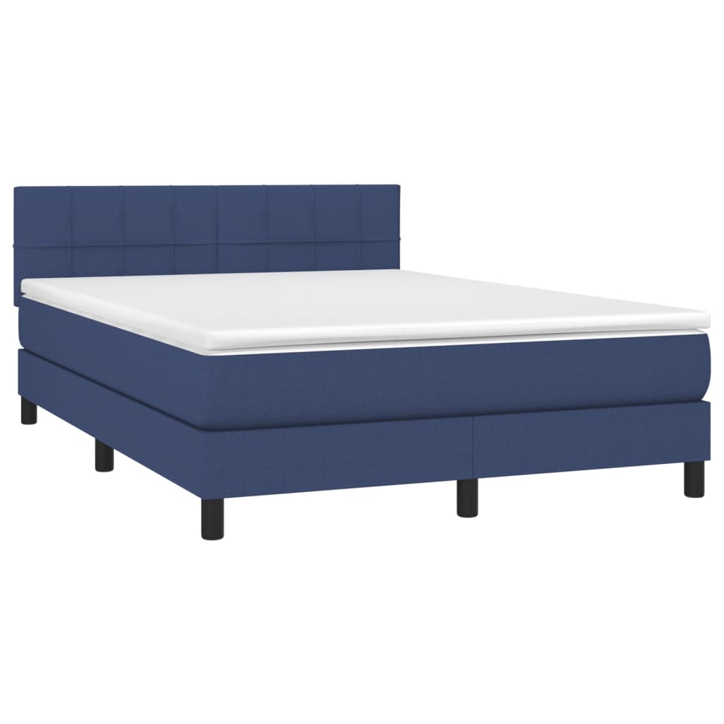 Boxspring met matras en LED stof blauw 140x190 cm