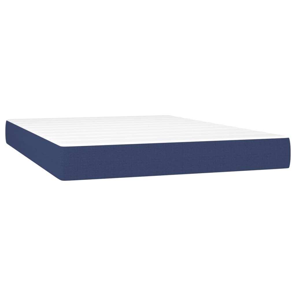 Boxspring met matras en LED stof blauw 140x190 cm