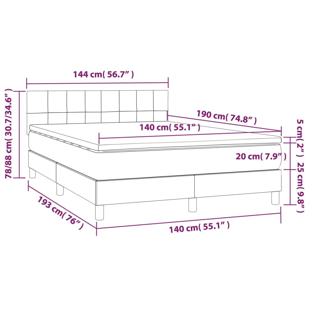 Boxspring met matras en LED stof blauw 140x190 cm