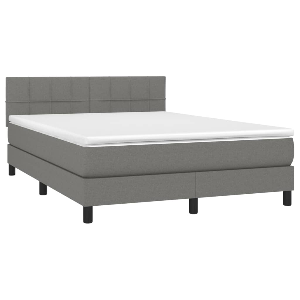 Boxspring met matras en LED stof donkergrijs 140x200 cm Bedden & bedframes | Creëer jouw Trendy Thuis | Gratis bezorgd & Retour | Trendy.nl