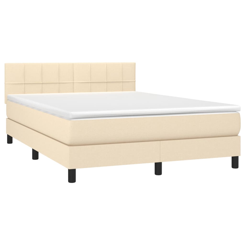 Boxspring met matras en LED stof crèmekleurig 140x200 cm