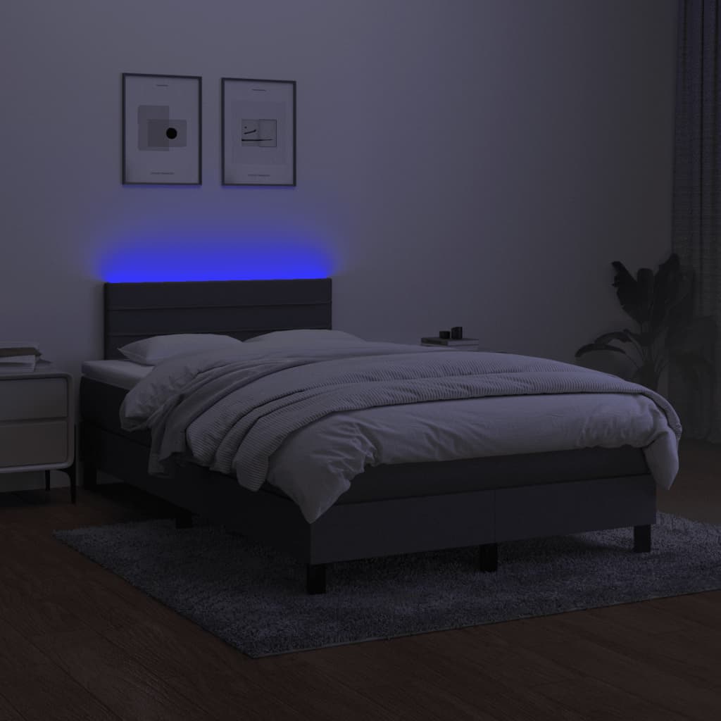 Boxspring met matras en LED stof donkergrijs 120x200 cm Bedden & bedframes | Creëer jouw Trendy Thuis | Gratis bezorgd & Retour | Trendy.nl
