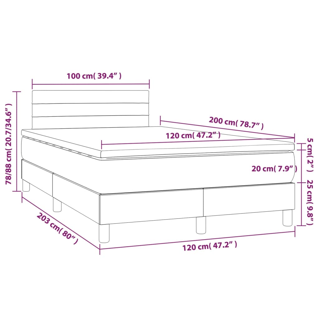 Boxspring met matras en LED stof blauw 120x200 cm Bedden & bedframes | Creëer jouw Trendy Thuis | Gratis bezorgd & Retour | Trendy.nl