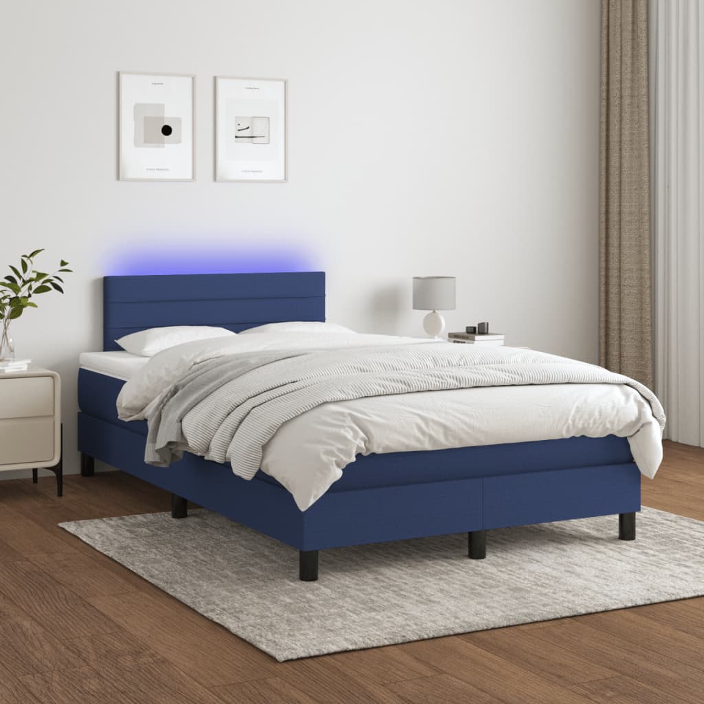 Boxspring met matras en LED stof blauw 120x200 cm Bedden & bedframes | Creëer jouw Trendy Thuis | Gratis bezorgd & Retour | Trendy.nl