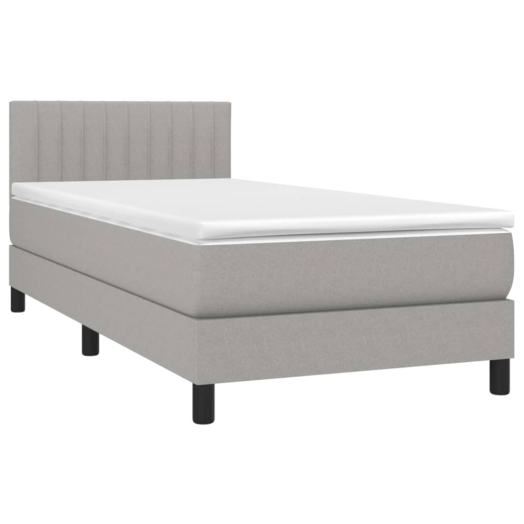 Boxspring met matras en LED stof lichtgrijs 80x200 cm Bedden & bedframes | Creëer jouw Trendy Thuis | Gratis bezorgd & Retour | Trendy.nl