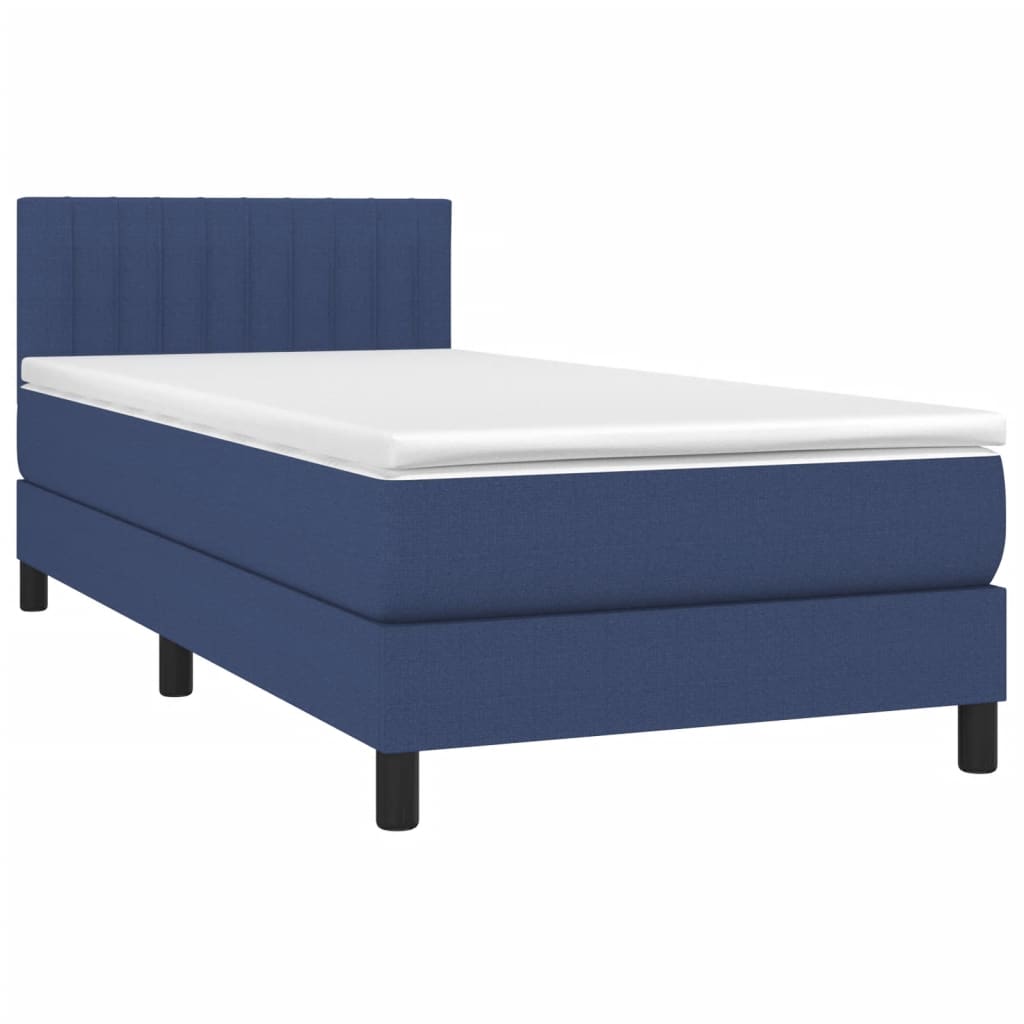 Boxspring met matras en LED stof blauw 90x190 cm Bedden & bedframes | Creëer jouw Trendy Thuis | Gratis bezorgd & Retour | Trendy.nl