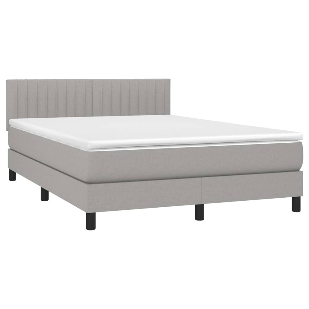 Boxspring met matras en LED stof lichtgrijs 140x200 cm Bedden & bedframes | Creëer jouw Trendy Thuis | Gratis bezorgd & Retour | Trendy.nl