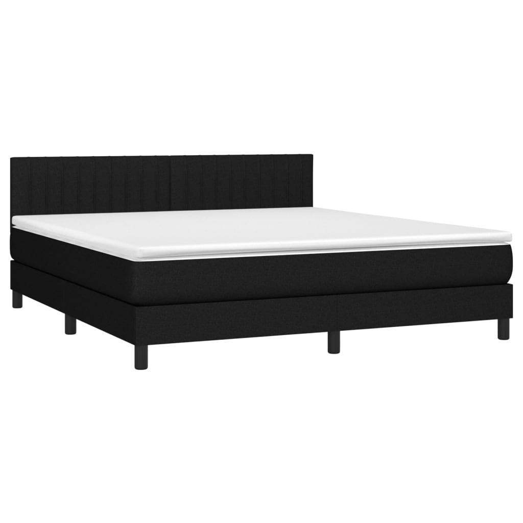 Boxspring met matras en LED stof zwart 160x200 cm Bedden & bedframes | Creëer jouw Trendy Thuis | Gratis bezorgd & Retour | Trendy.nl