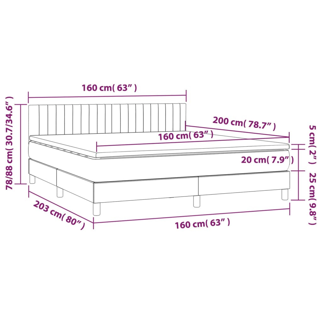 Boxspring met matras en LED stof zwart 160x200 cm Bedden & bedframes | Creëer jouw Trendy Thuis | Gratis bezorgd & Retour | Trendy.nl