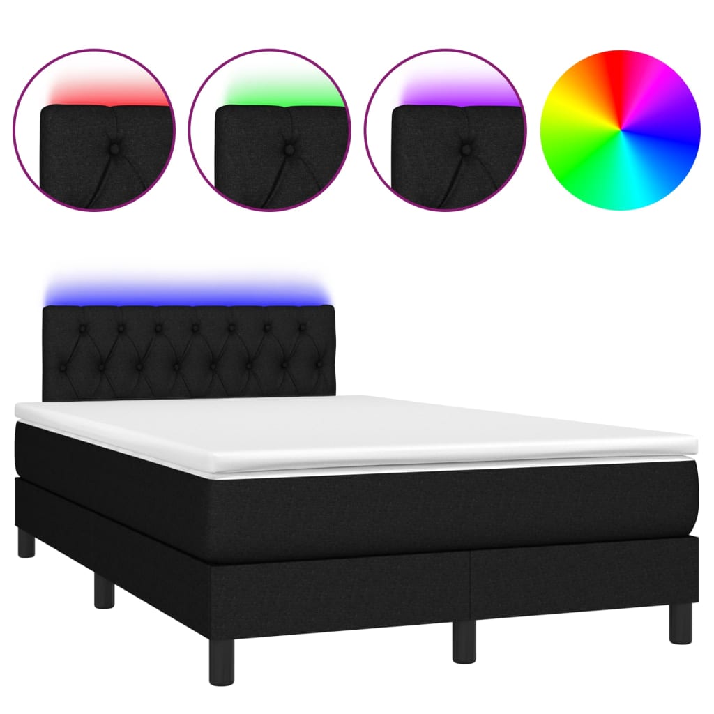 Boxspring met matras en LED stof zwart 120x200 cm Bedden & bedframes | Creëer jouw Trendy Thuis | Gratis bezorgd & Retour | Trendy.nl