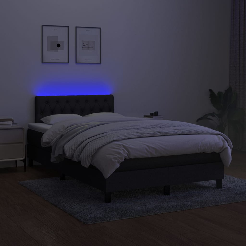 Boxspring met matras en LED stof zwart 120x200 cm Bedden & bedframes | Creëer jouw Trendy Thuis | Gratis bezorgd & Retour | Trendy.nl