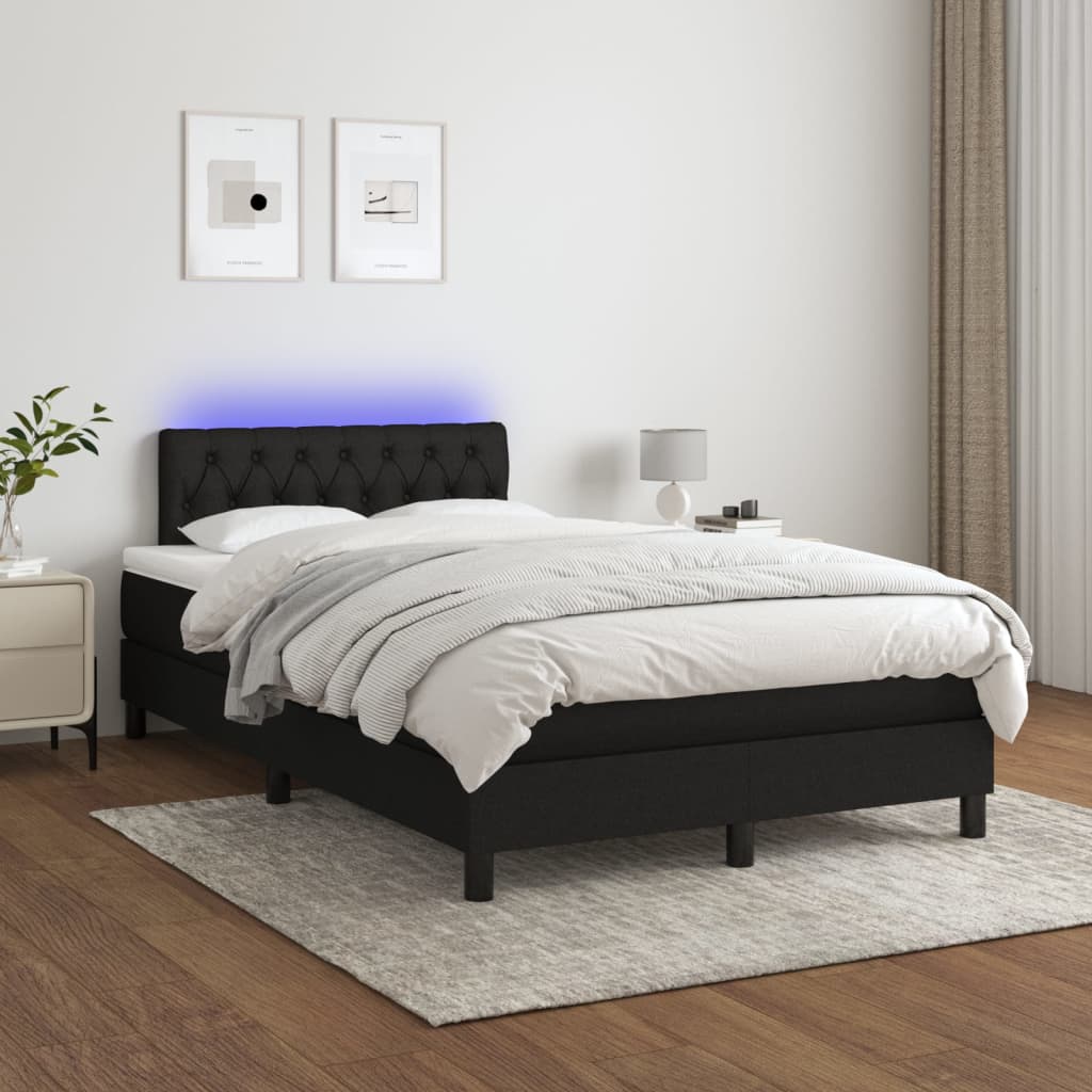 Boxspring met matras en LED stof zwart 120x200 cm Bedden & bedframes | Creëer jouw Trendy Thuis | Gratis bezorgd & Retour | Trendy.nl