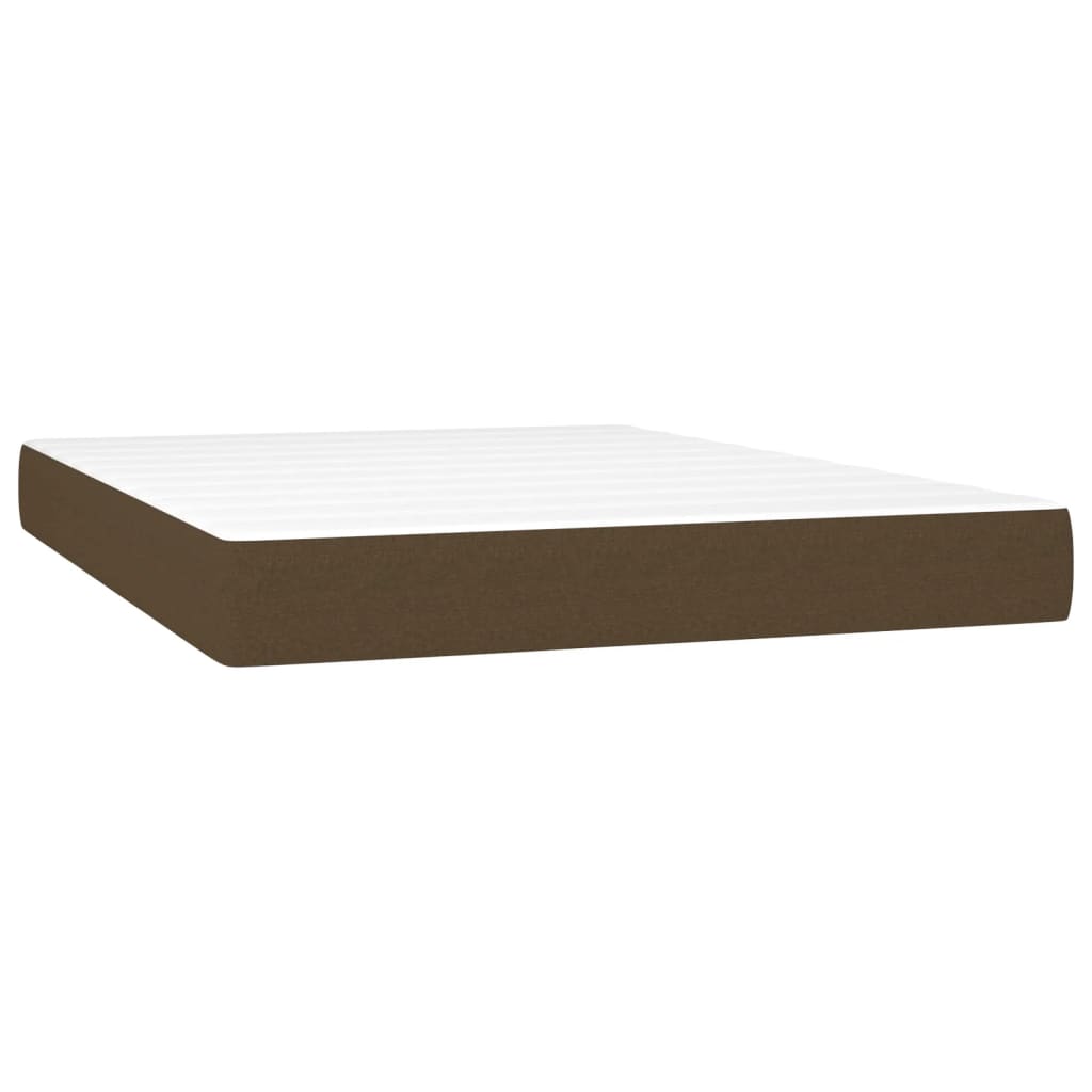 Boxspring met matras en LED stof donkerbruin 140x200 cm