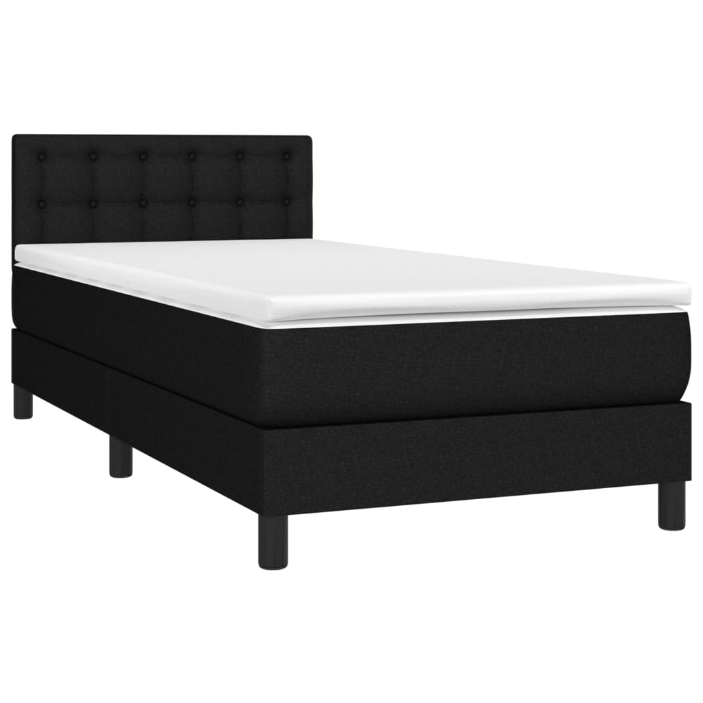 Boxspring met matras en LED stof zwart 100x200 cm Bedden & bedframes | Creëer jouw Trendy Thuis | Gratis bezorgd & Retour | Trendy.nl