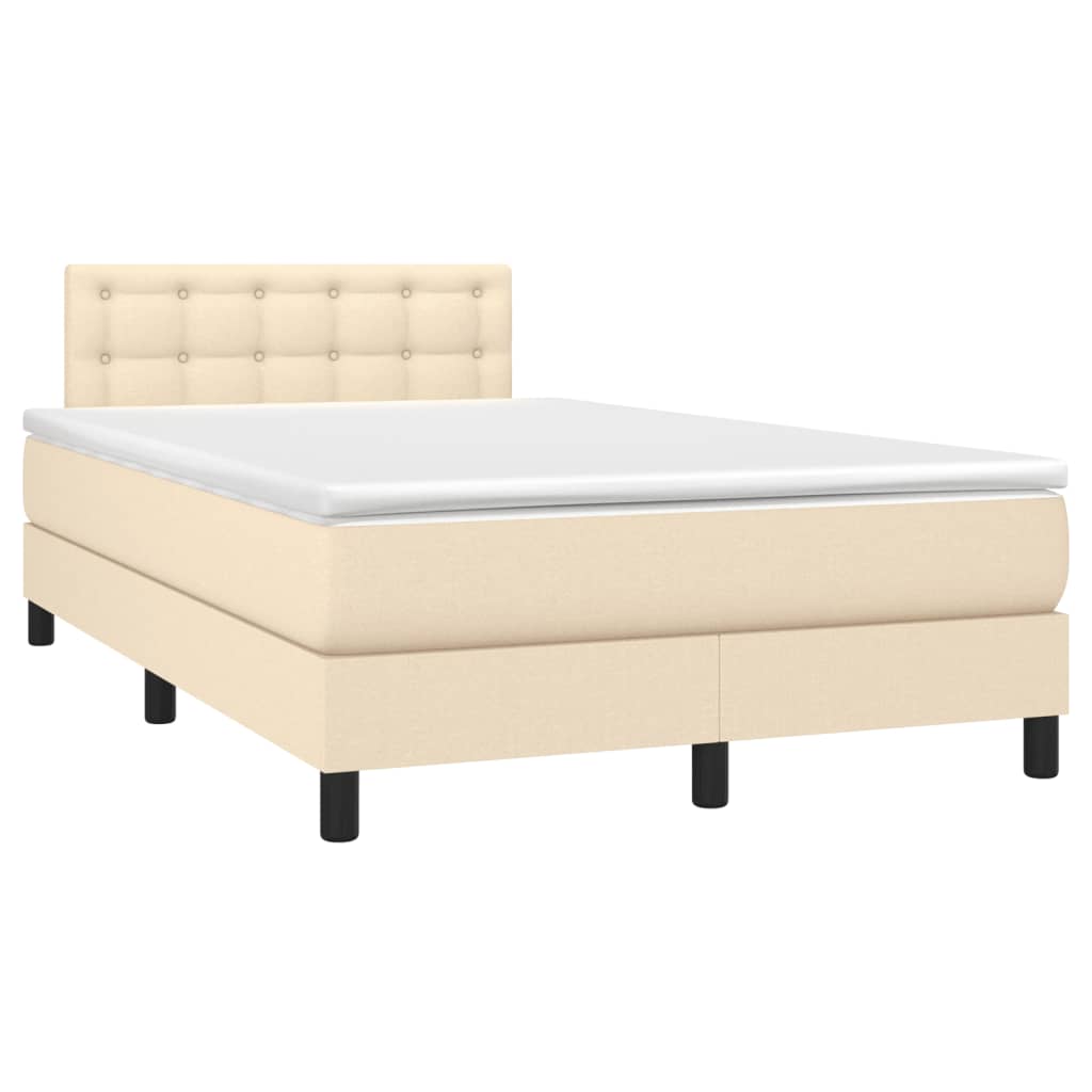 Boxspring met matras en LED stof crèmekleurig 120x200 cm Bedden & bedframes | Creëer jouw Trendy Thuis | Gratis bezorgd & Retour | Trendy.nl