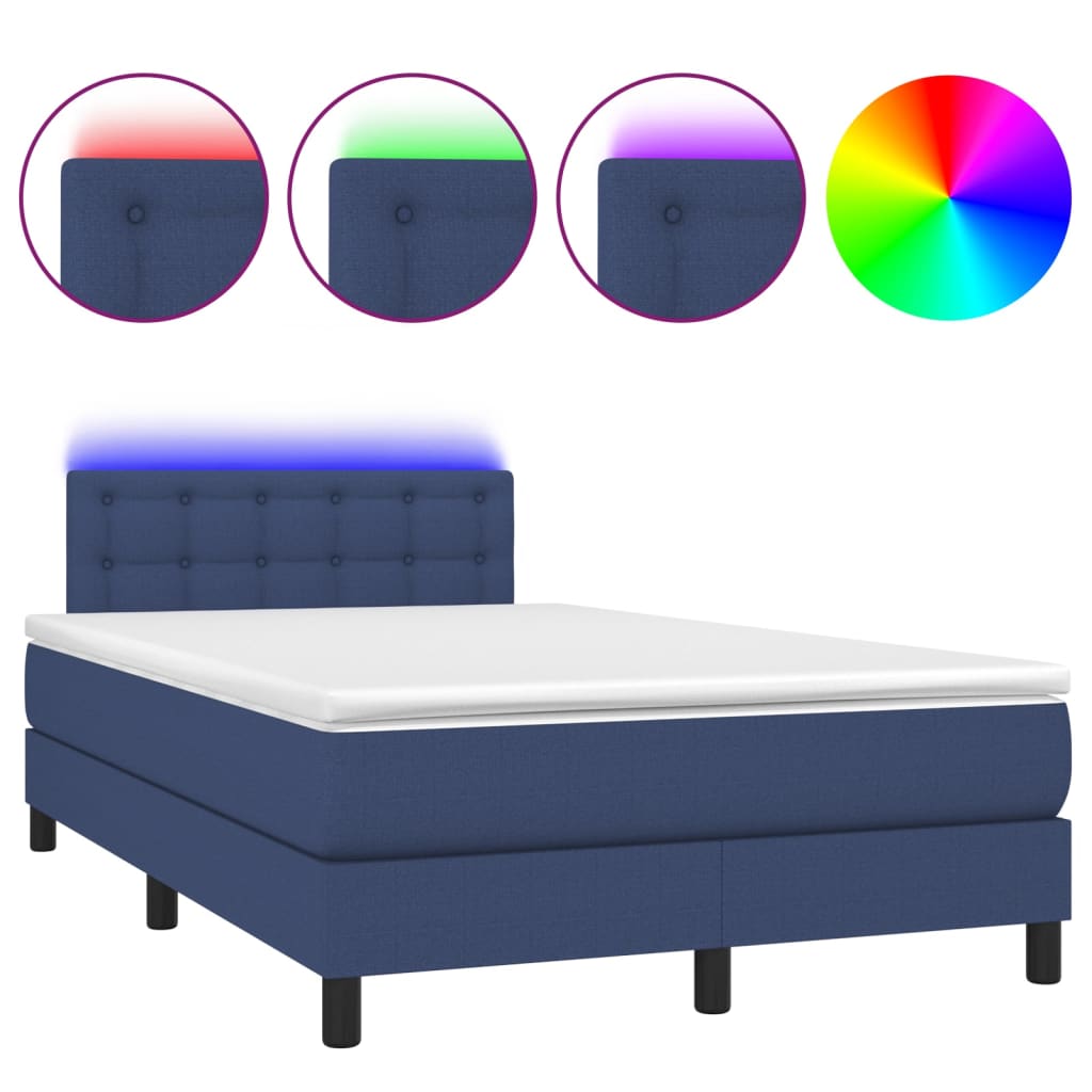 Boxspring met matras en LED stof blauw 120x200 cm Bedden & bedframes | Creëer jouw Trendy Thuis | Gratis bezorgd & Retour | Trendy.nl