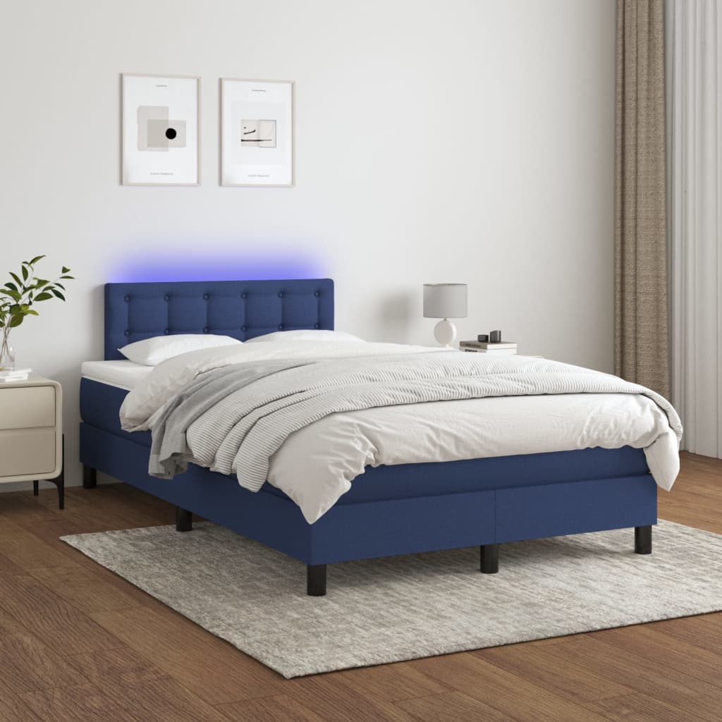 Boxspring met matras en LED stof blauw 120x200 cm Bedden & bedframes | Creëer jouw Trendy Thuis | Gratis bezorgd & Retour | Trendy.nl