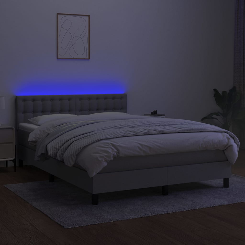 Boxspring met matras en LED stof lichtgrijs 140x190 cm Bedden & bedframes | Creëer jouw Trendy Thuis | Gratis bezorgd & Retour | Trendy.nl