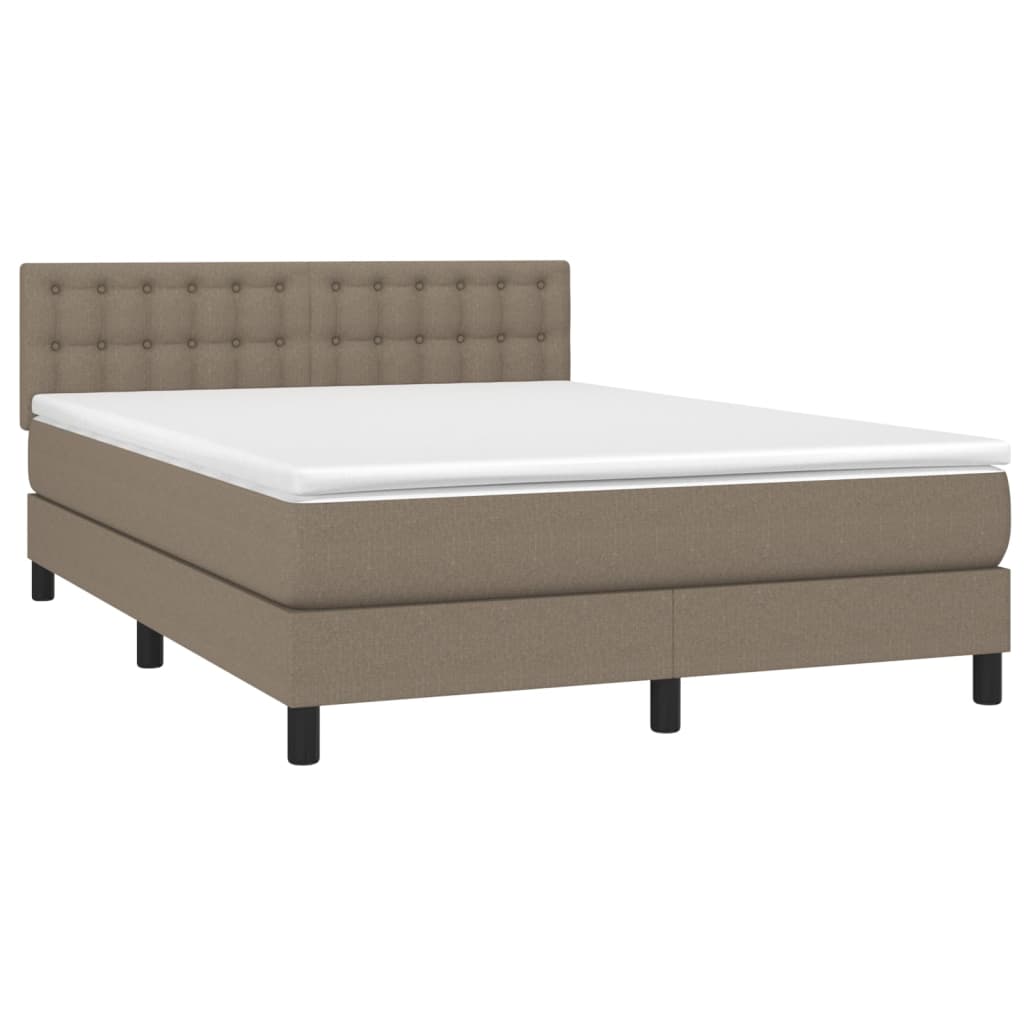 Boxspring met matras en LED stof taupe 140x200 cm Bedden & bedframes | Creëer jouw Trendy Thuis | Gratis bezorgd & Retour | Trendy.nl