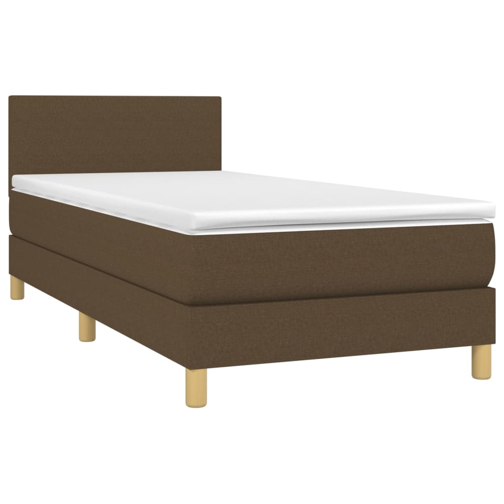 Boxspring met matras en LED stof donkerbruin 90x190 cm Bedden & bedframes | Creëer jouw Trendy Thuis | Gratis bezorgd & Retour | Trendy.nl